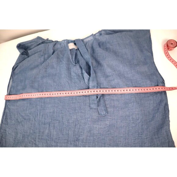 Lauren Conrad‎ women's Blue Tie-Neck Short-Sleeve Blouse size XXL - Picture 8 of 9
